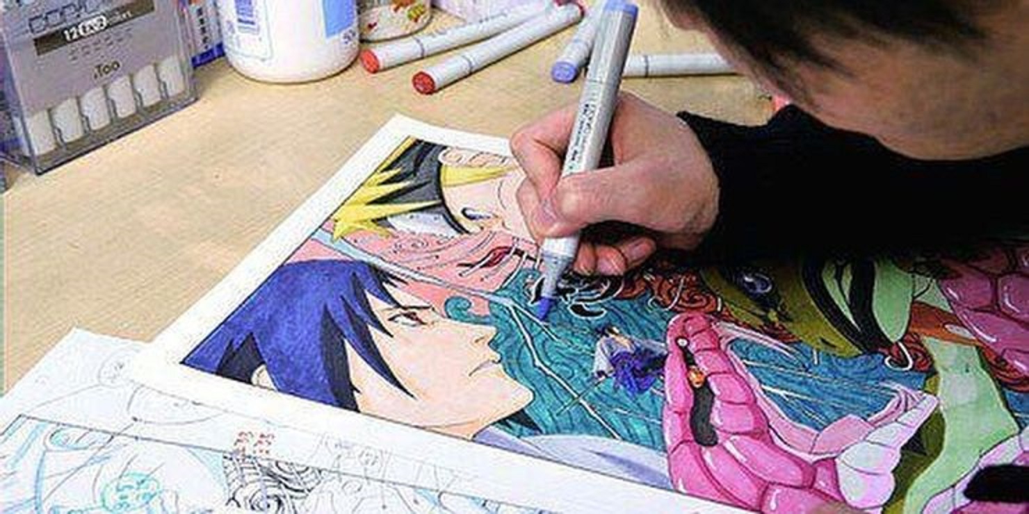 Desenhando /Drawing NARUTO vs SASUKE anime PRETO e BRANCO 
