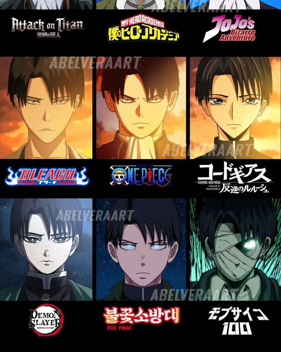 Este seria o visual do Levi de Attack on Titan em 9 estilos de animes diferentes