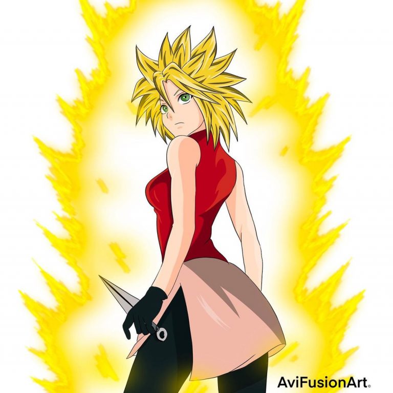 Este seria o visual da Sakura caso ela fosse uma Super Saiyajin em Naruto