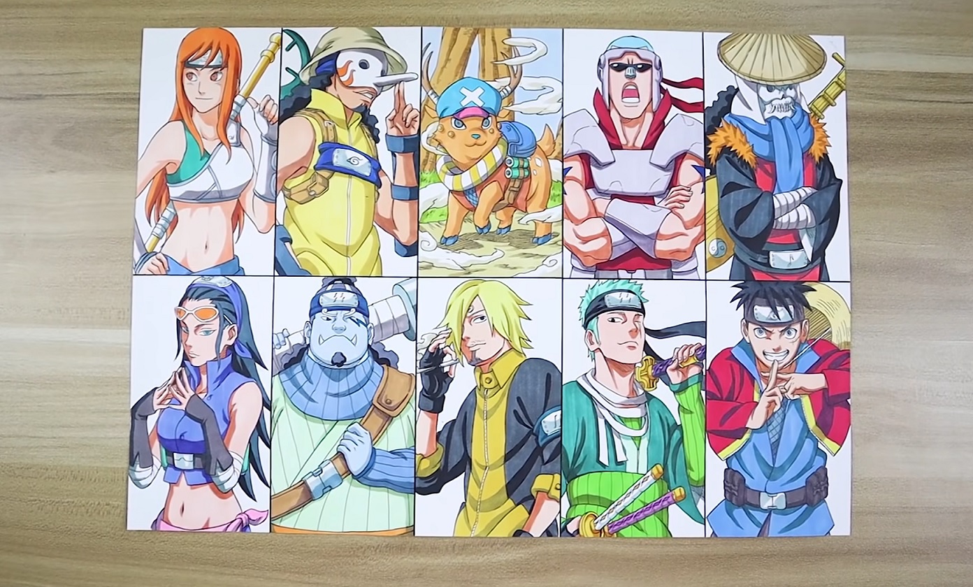 Artista imaginou os piratas de One Piece como personagens de Naruto Shippuden