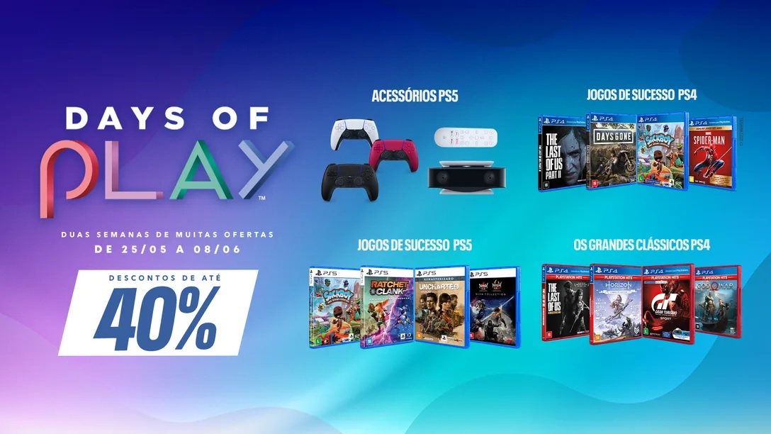 PlayStation anuncia promoção Days of Play com descontos de até 40%