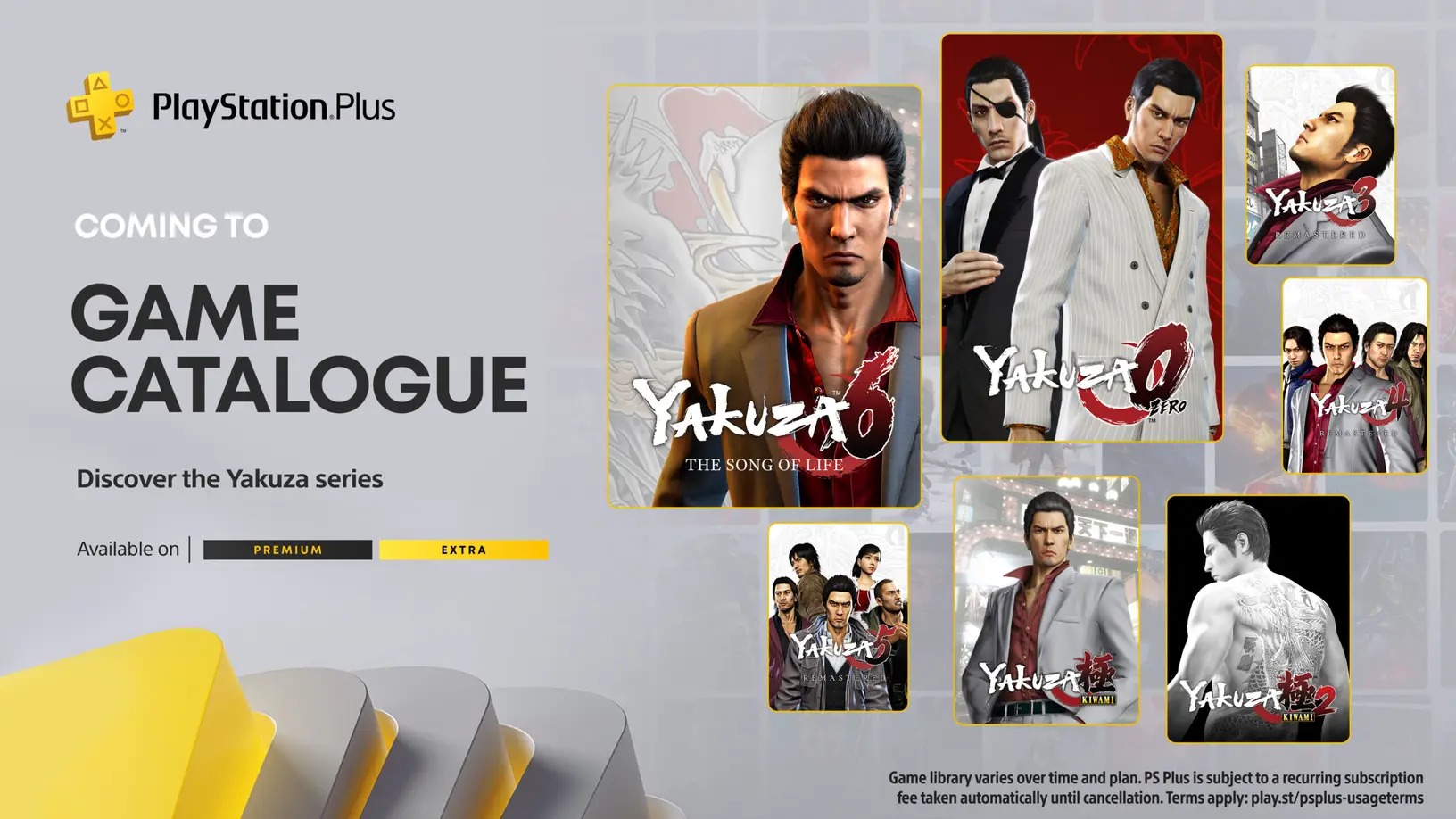 8 jogos de Yakuza chegarão ao catálogo do PS Plus