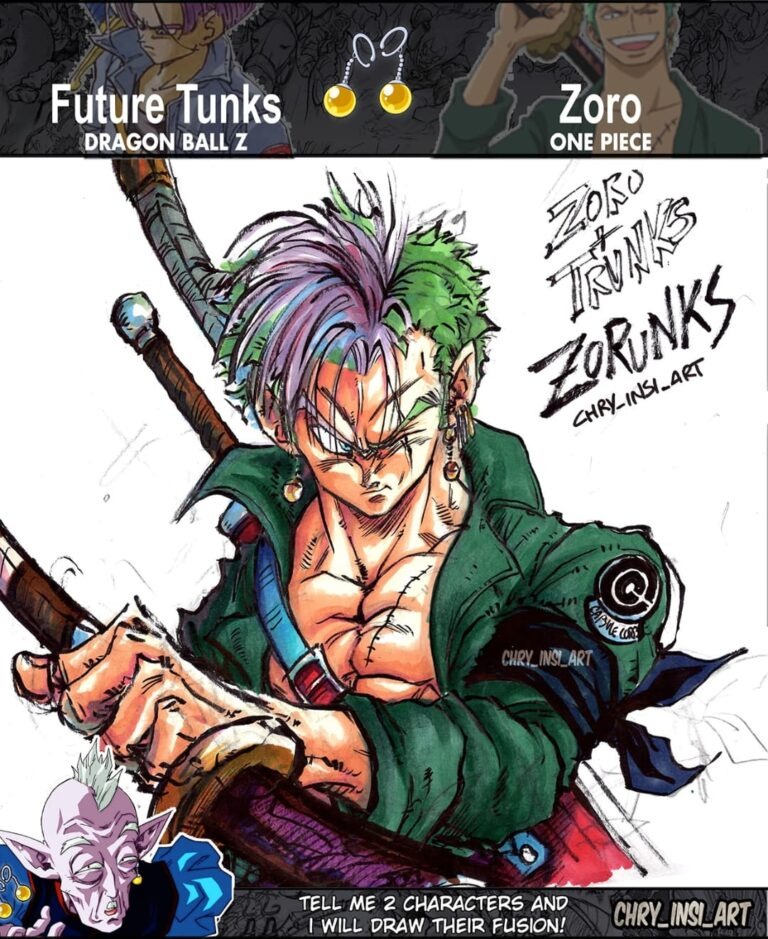 Artista imaginou uma fusão entre Vegeta e Zoro de One Piece