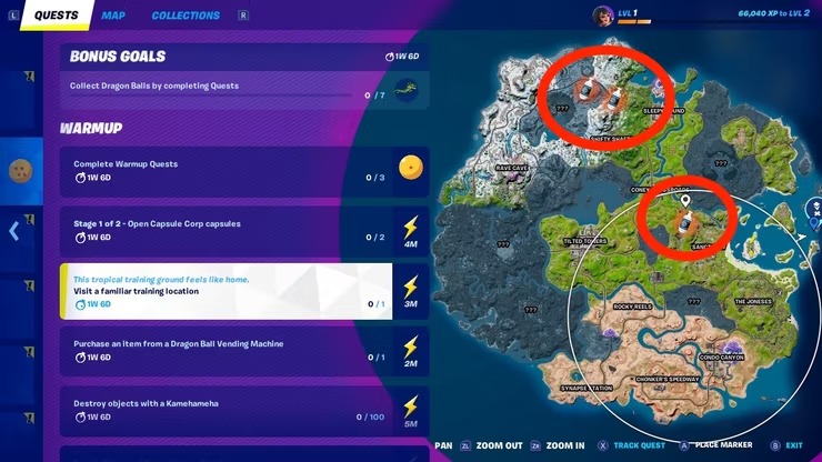 Fortnite - Onde encontrar o Kamehameha e a Nuvem Voadora