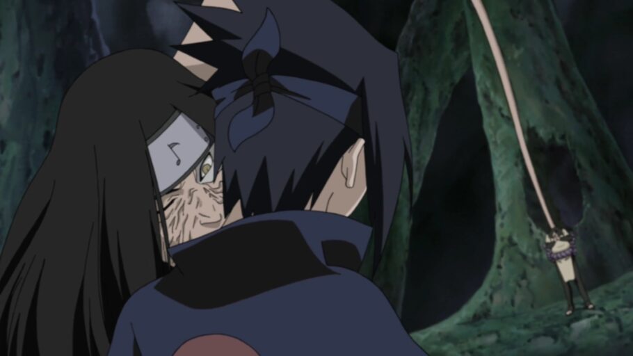 Em qual episódio de Naruto o Naruto e o Sasuke enfrentam o Orochimaru?