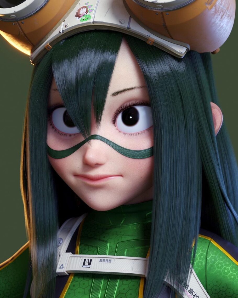 Fã de My Hero Academia fez uma arte 3D super detalhada da Tsuyu que ficou simplesmente linda