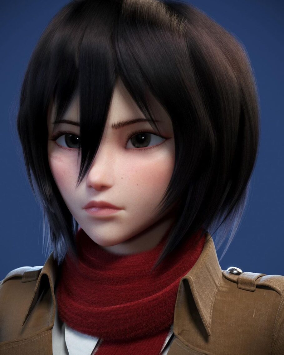 Fã de Attack on Titan fez uma arte 3D incrível da Mikasa