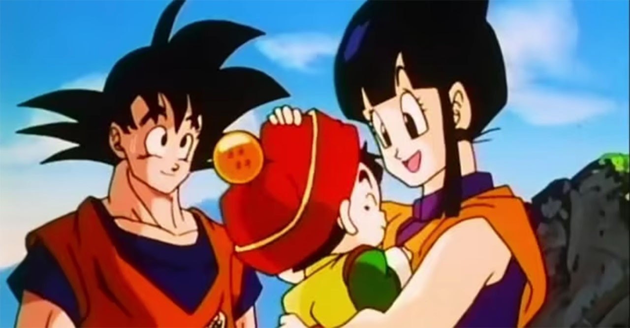 Goku e Gohan pai e filho Goku acolhe Gohan em seus braços
