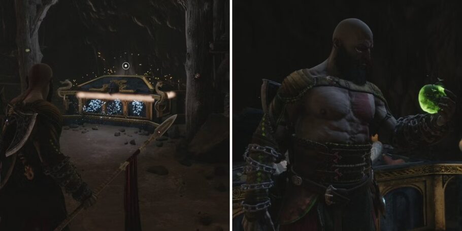 God of War Ragnarok - Localização dos Baús Nornir no Miolo da Maça em Svartalfheim