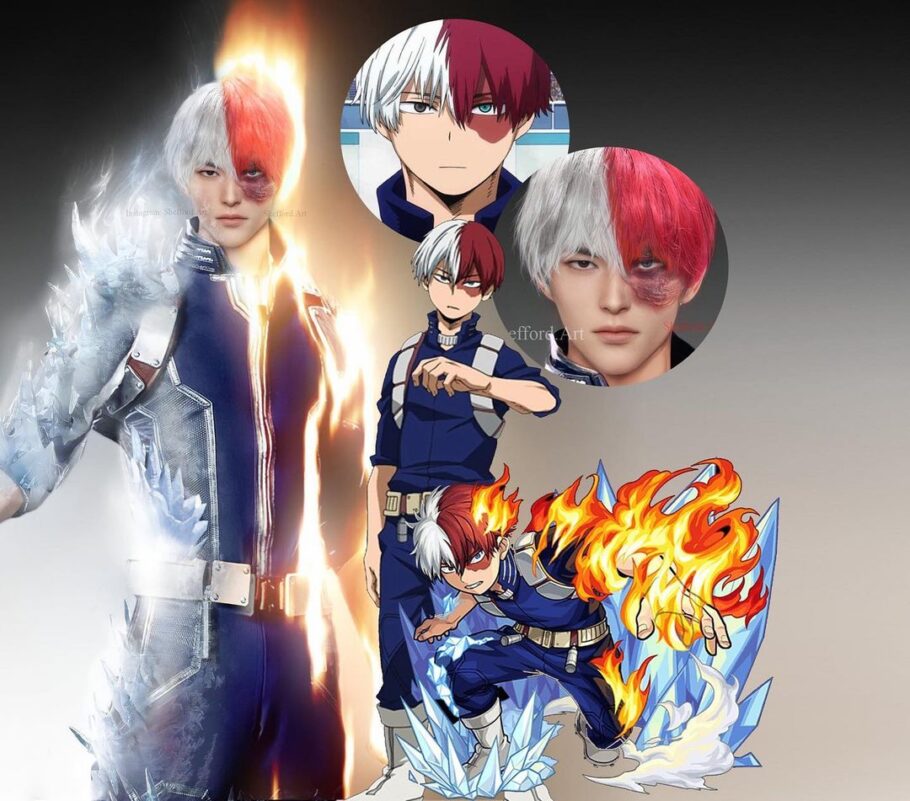 Este seria o visual do Todoroki de My Hero Academia na vida real