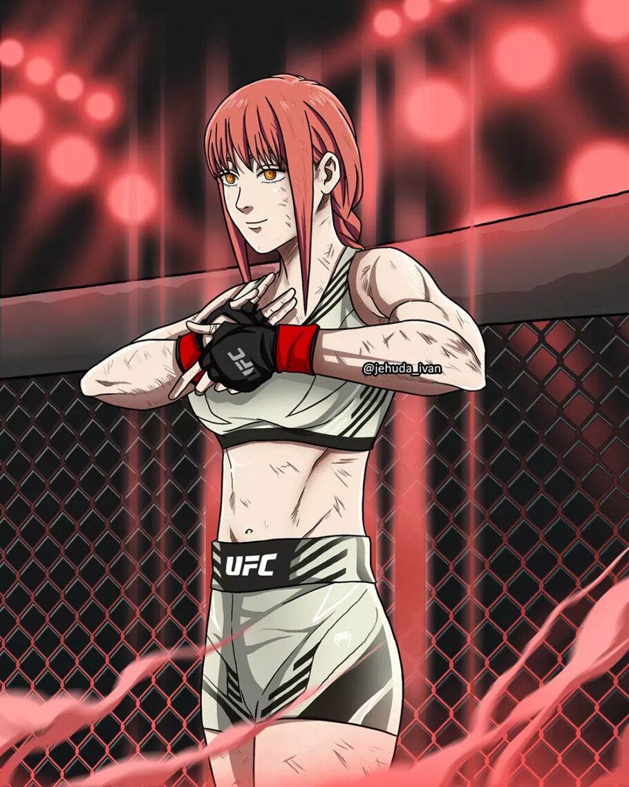 Fã de Chainsaw Man fez uma arte imaginando como seria a Makima caso ela fosse uma lutadora de UFC