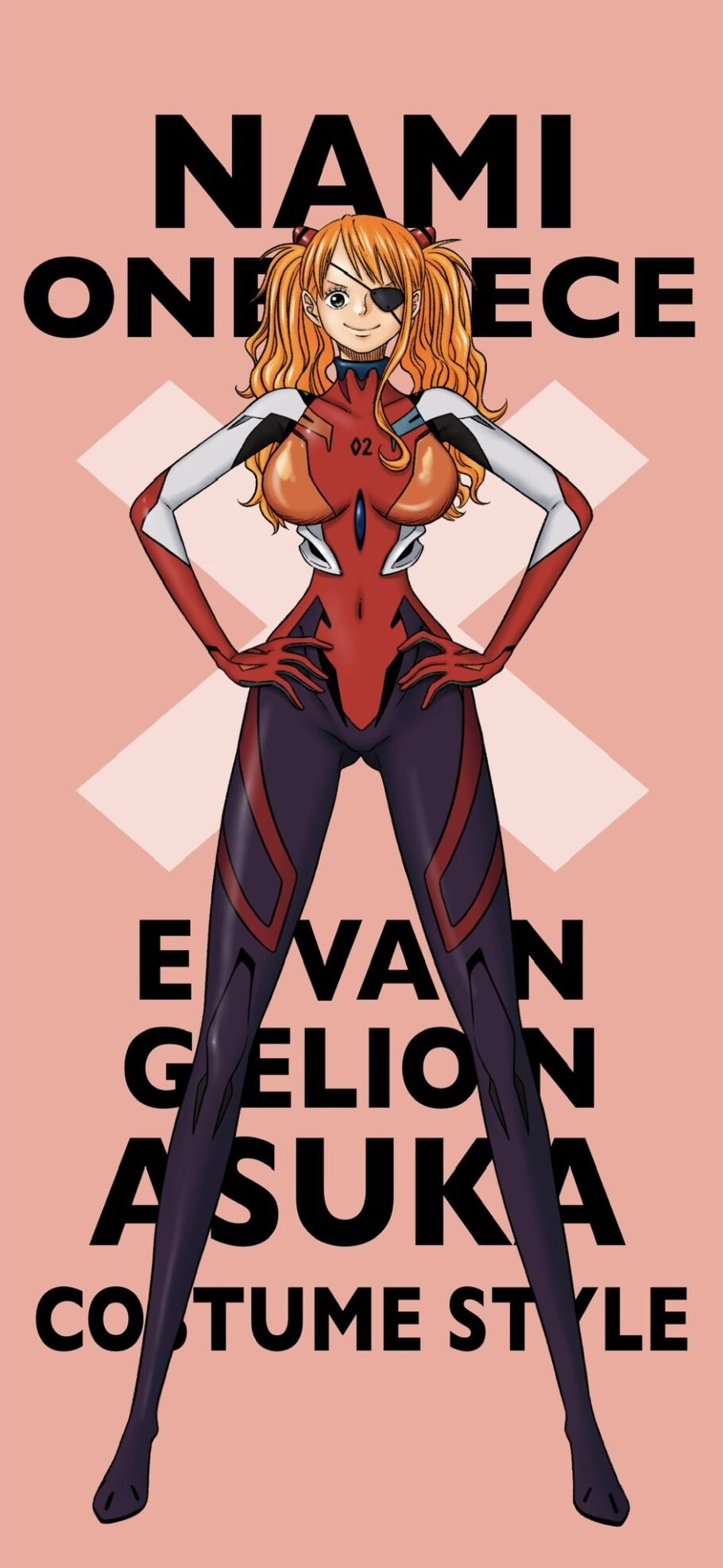 Este seria o visual da Nami de One Piece com a roupa da Asuka de Evangelion