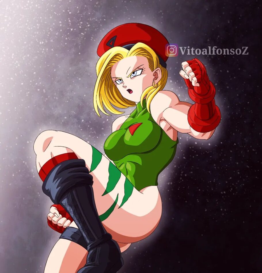 Artista cria uma versão de Android 18 de Dragon Ball Z com a roupa de Cammy de Street Fight