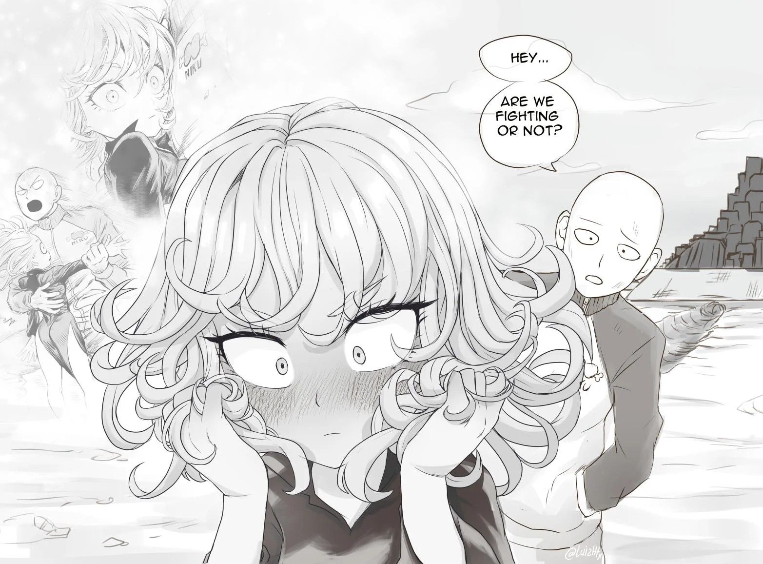 Artista surpreende fãs de One Punch Man com inesperado romance de Saitama e Tatsumaki