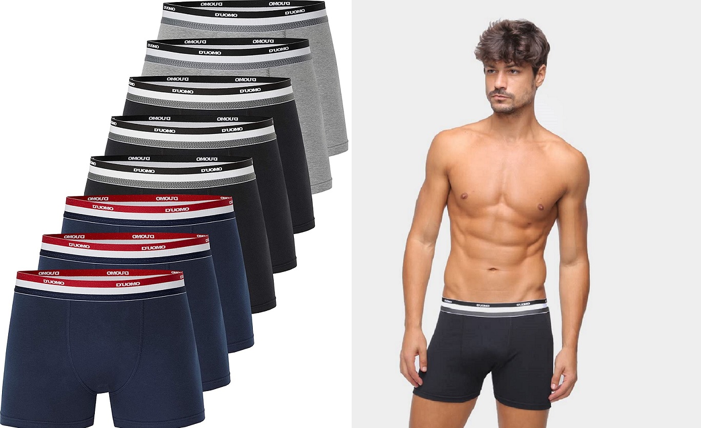 Kit com 8 cuecas boxer por R$ 79,90 na Amazon