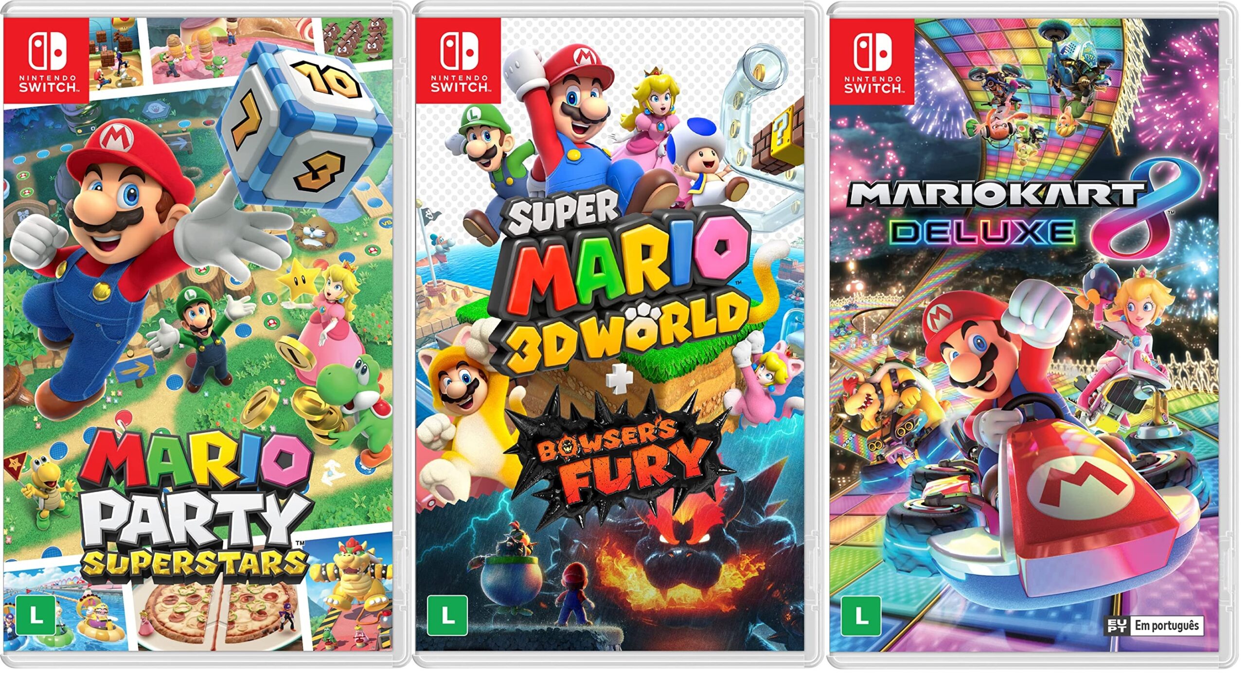 4 jogos do Mario para Nintendo Switch por R$ 299,90 na Amazon