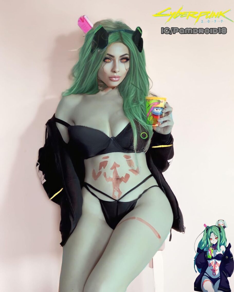 Modelo pamdroid18 fez um cosplay cativante da Rebecca de Cyberpunk