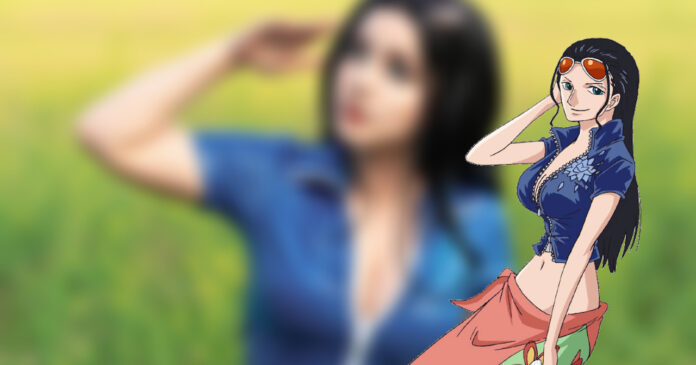 Modelo mangoecos brilha ao encarnar a deslumbrante Nico Robin de One Piece em incrível cosplay
