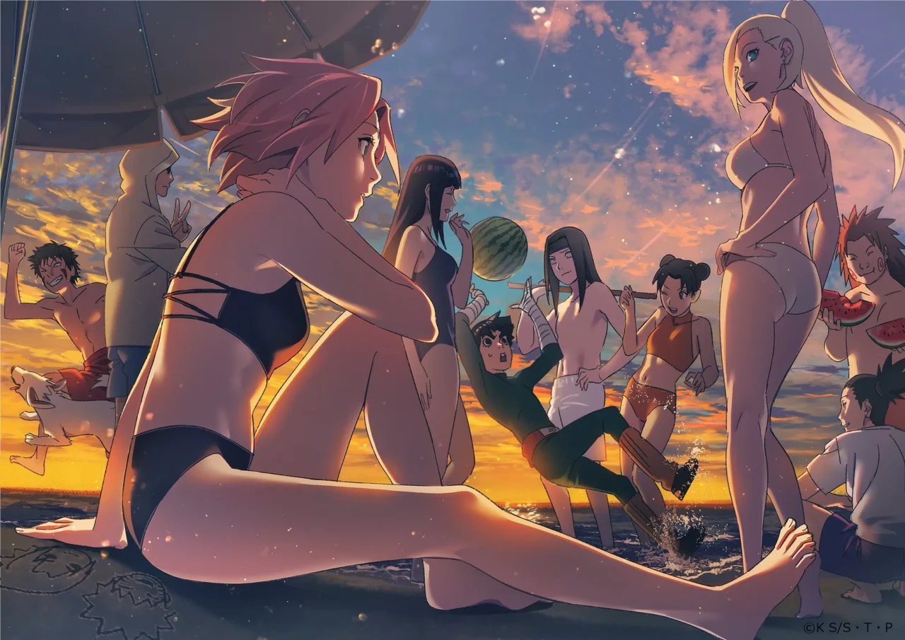 Naruto ganha ilustração oficial de verão com personagens em traje de banho