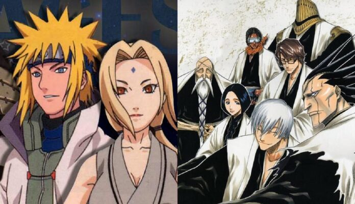 Artista imaginou como seriam os Kages de Naruto como capitães de Bleach