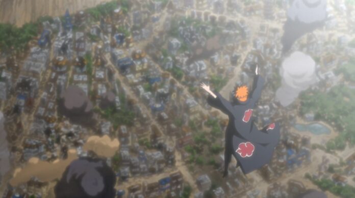 Naruto - Em qual episódio Nagato usa o Shinra Tensei em Konoha?