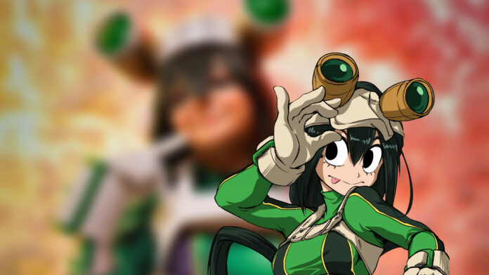 Envolvente cosplay da Froppy de My Hero Academia é realizado por modelo luluwolfman