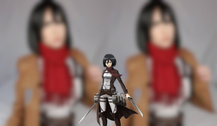 Modelo Princess_Piyo_chan transforma-se na Mikasa de Attack on Titan em um cosplay adorável