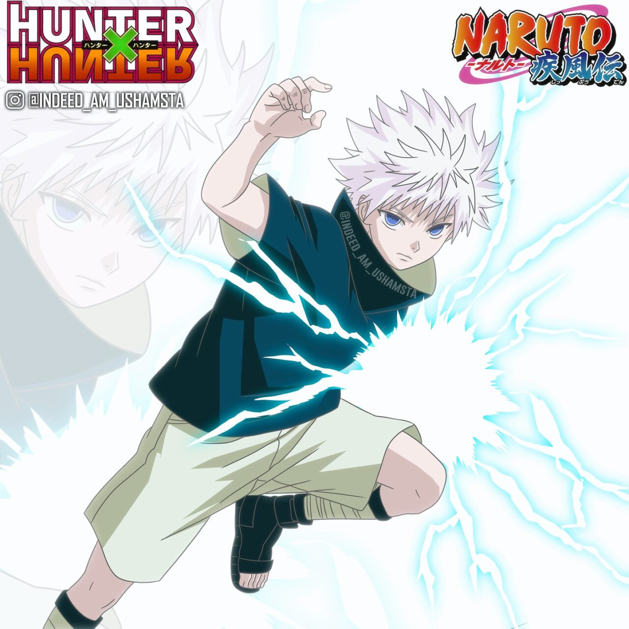 Artista imaginou como seria um crossover entre Killua de Hunter x Hunter e Sasuke de Naruto