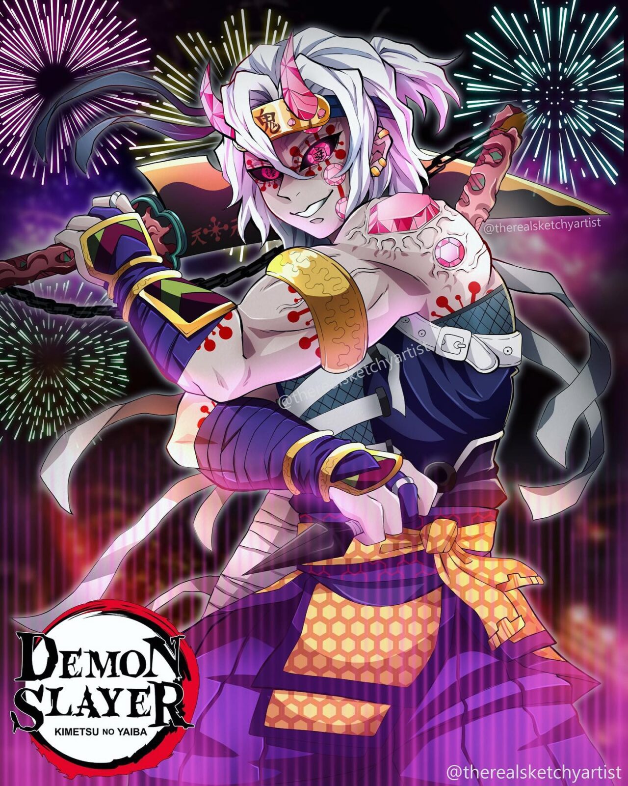 Demon Slayer - Artista imaginou como seria a forma demoníaca de Tengen Uzui