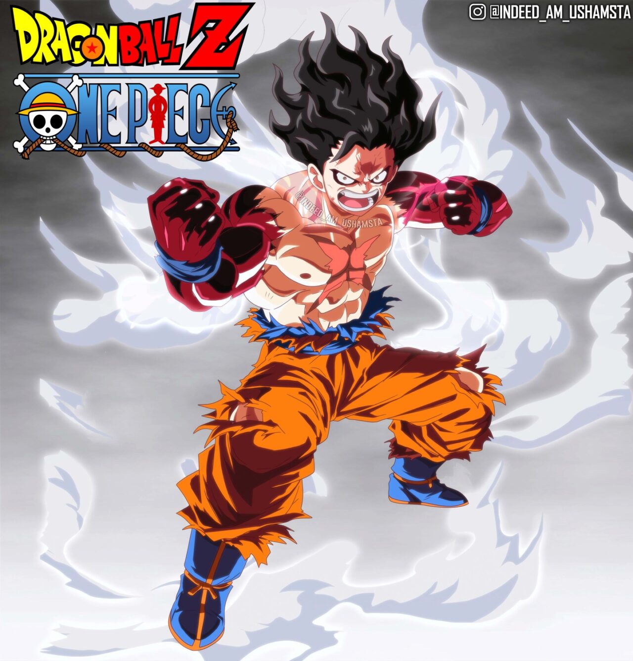 Artista fez um épico crossover entre Luffy de One Piece e Goku de Dragon Ball