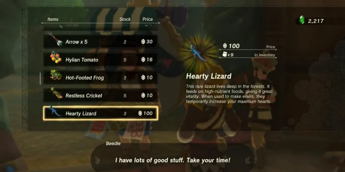 Zelda TOTK: Como Farmar Hearty Lizard