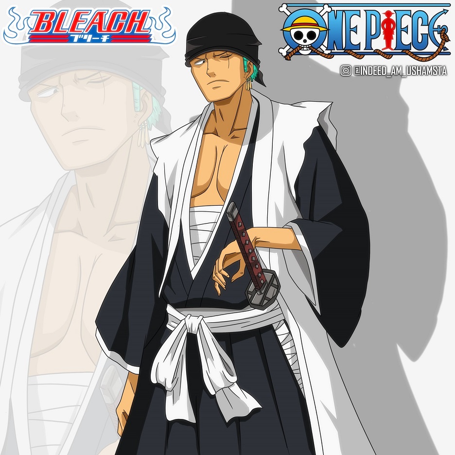 Artista imaginou como seria se Zoro de One Piece fosse um capitão no universo de Bleach