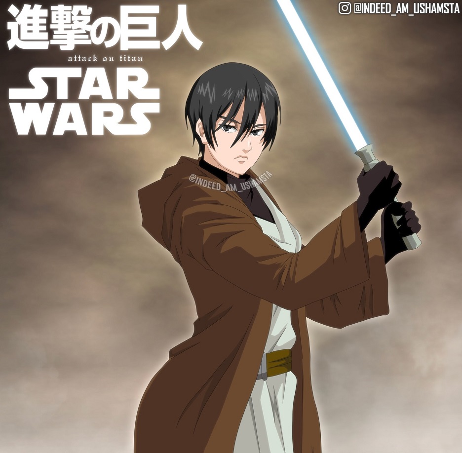 Artista imaginou como seria se Mikasa de Attack on Titan fosse uma Jedi em Star Wars