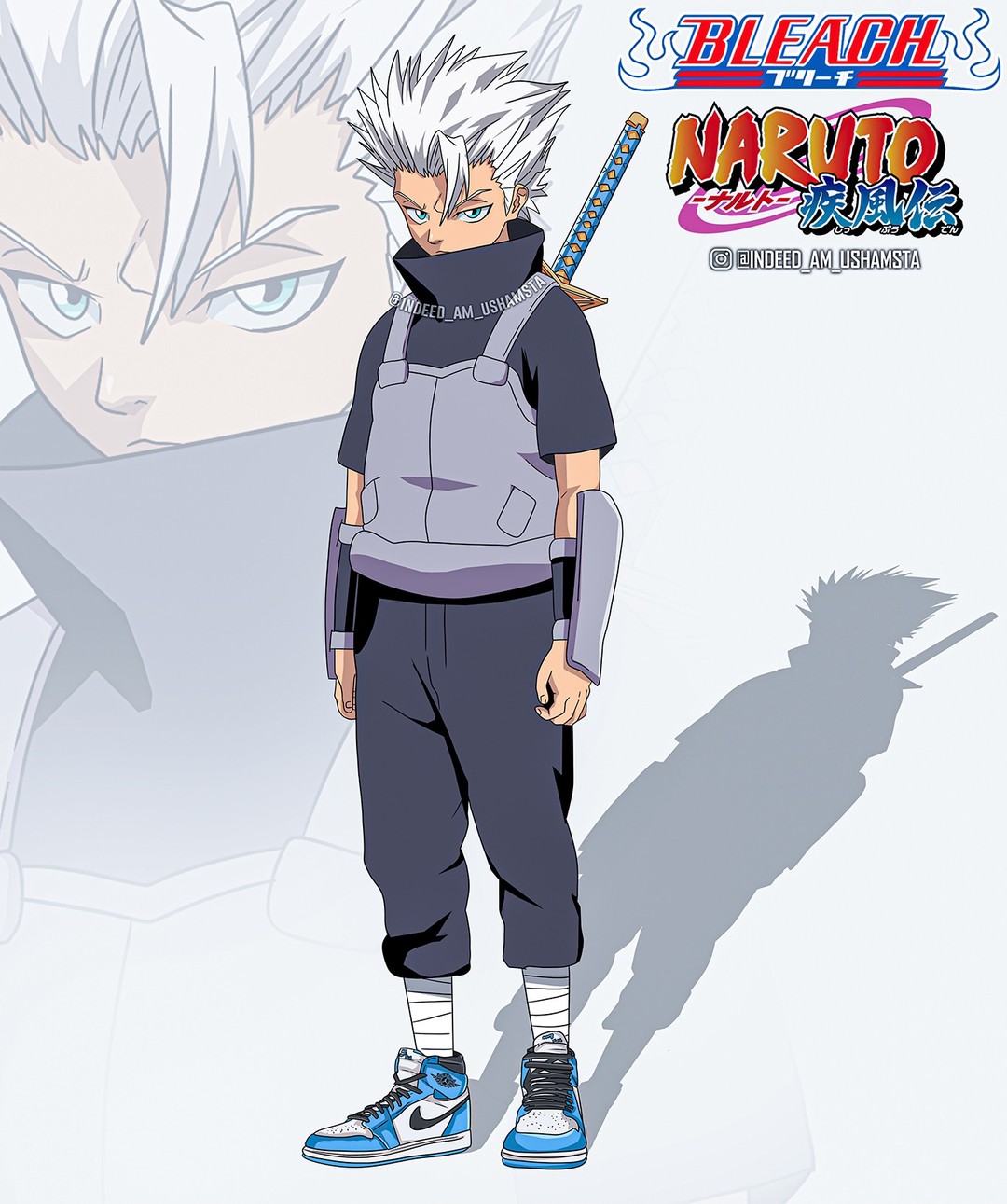 Artista imaginou como seria Toshiro Hitsugaya de Bleach no universo de Naruto