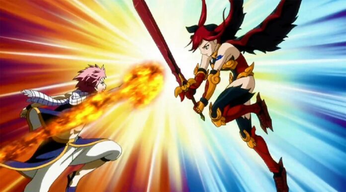 Em qual episódio de Fairy Tail Erza luta contra Natsu?