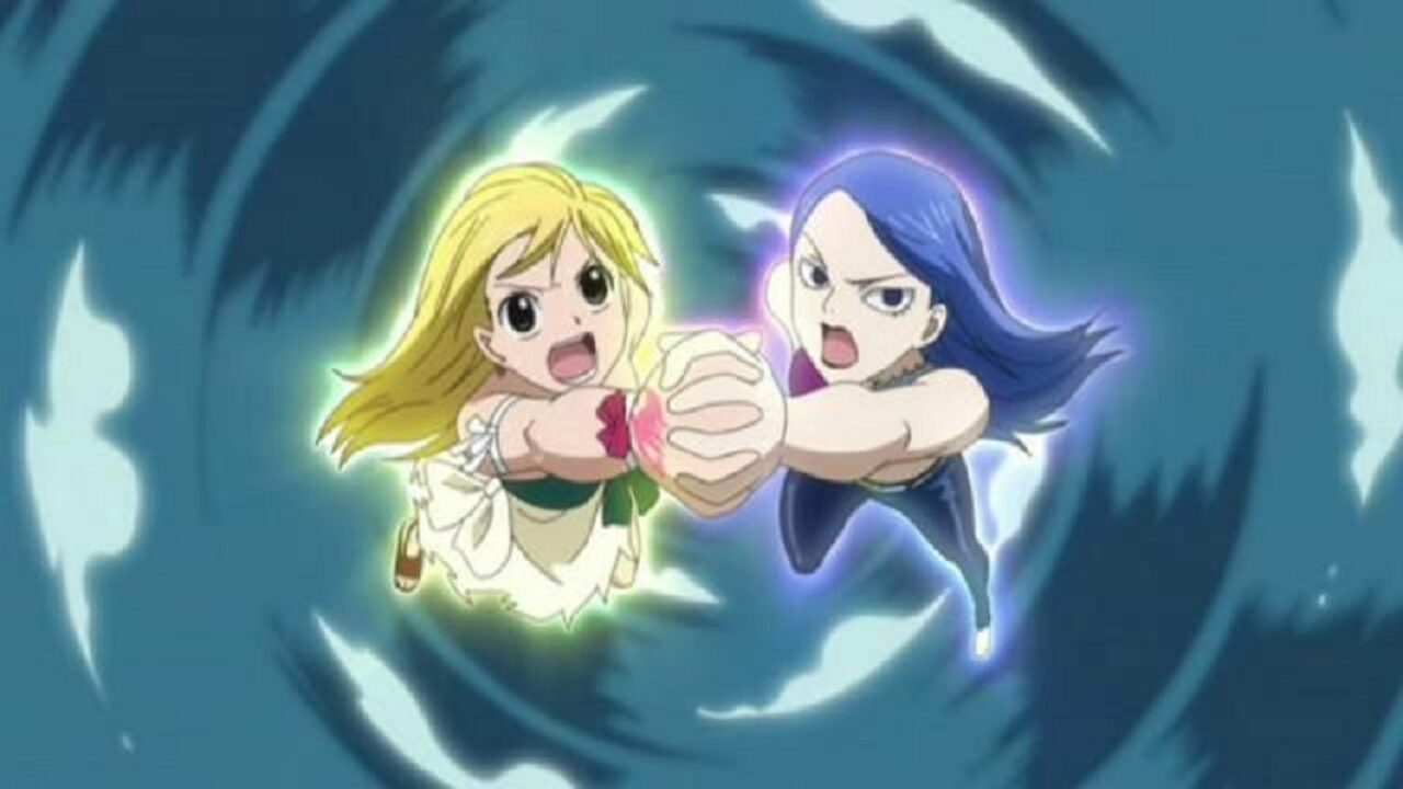 Em qual episódio de Fairy Tail Lucy e Juvia usam a Unison Raid?