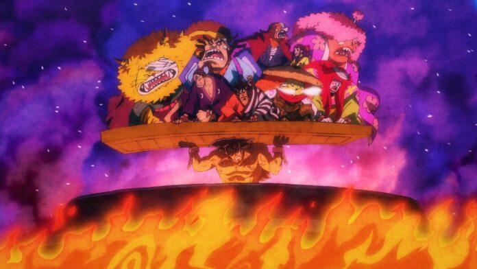 Em qual episódio de One Piece Oden se sacrifica pelos Bainhas Vermelhas?