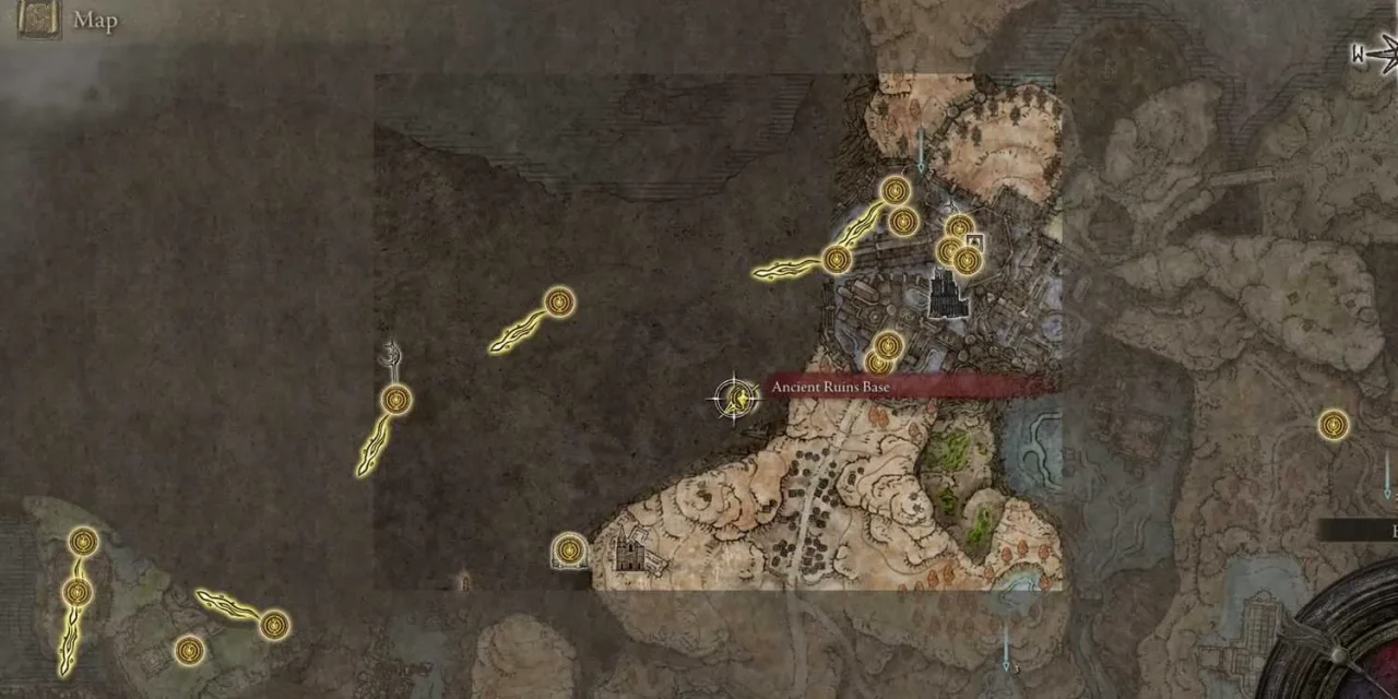 Localização do Fragmento do Mapa das Ruínas de Rauh em Elden Ring: Shadow of the Erdtree