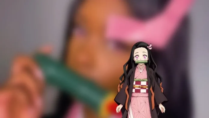 Modelo janilovie fez um apaixonante cosplay da Nezuko de Demon Slayer