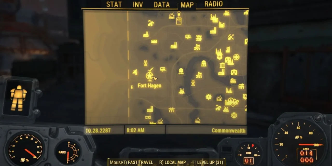 Localização do Fort Hagen em Fallout 4