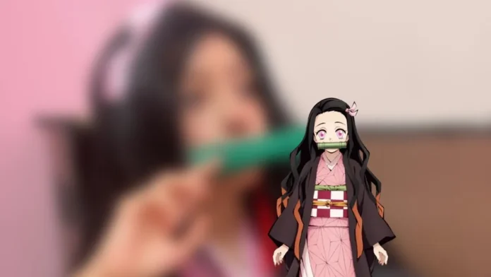 Modelo lolipeach_doll fez um lindo cosplay da Nezuko de Demon Slayer