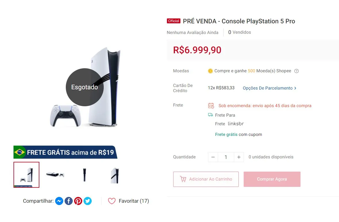 Preço do PS5 Pro no Brasil pode ter vazado 