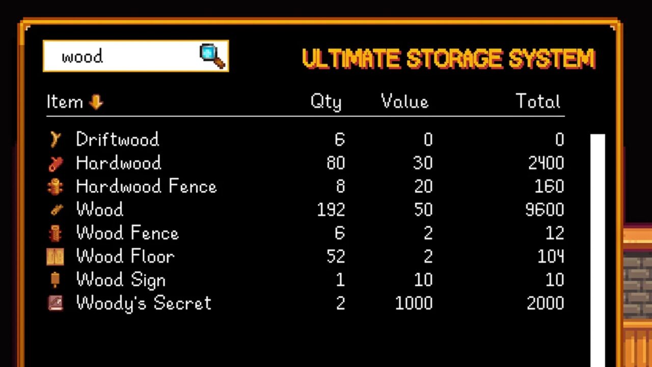 Stardew Valley mods storage