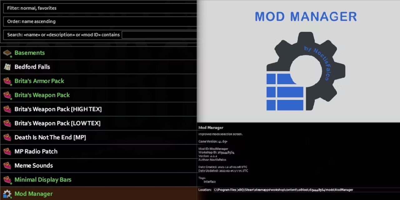 project zomboid mods mod manager