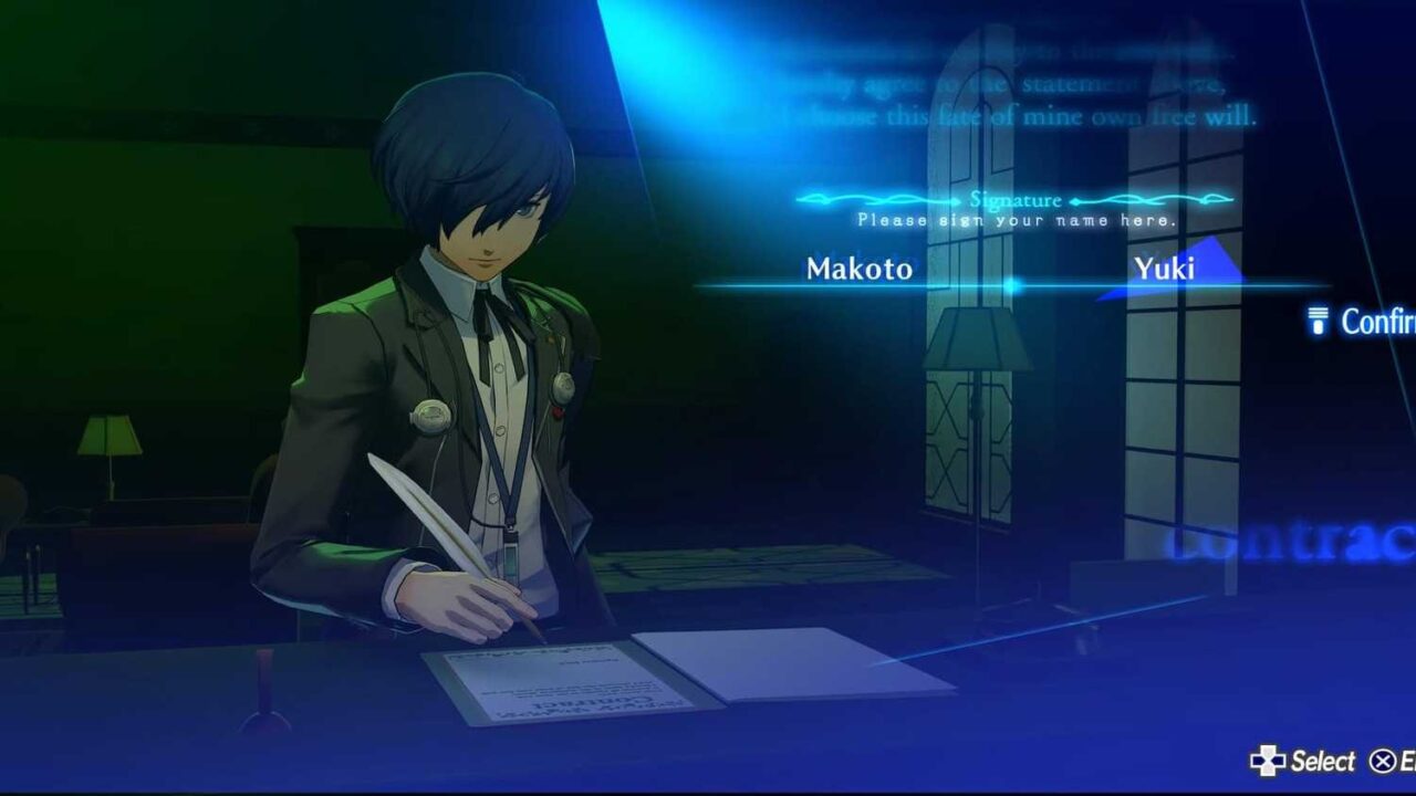 Qual o nome canônico do Protagonista de Persona 3 Reload?