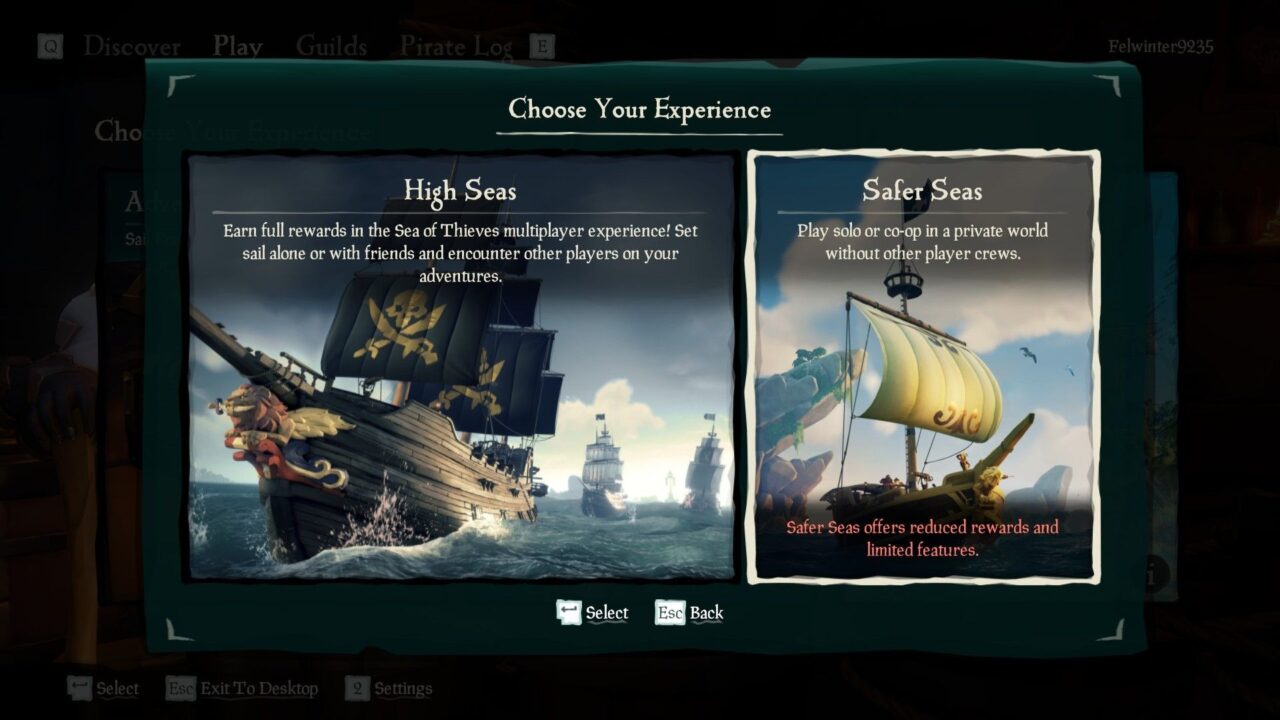 Modo Safer Seas: Como acessar um servidor privado em Sea of Thieves