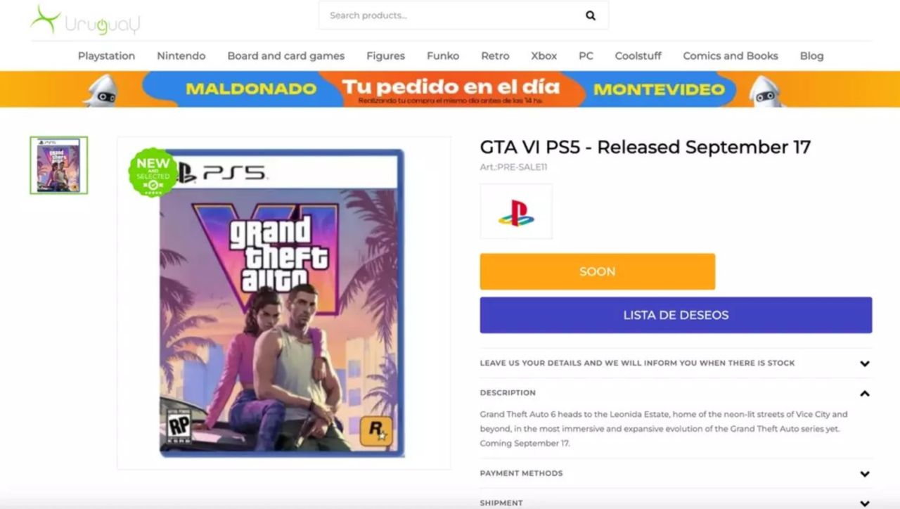 Data de lançamento do GTA 6 pode ter sido vazada por loja online