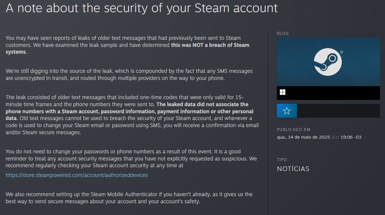 Vazamento de dados do Steam não compromete contas, afirma Valve