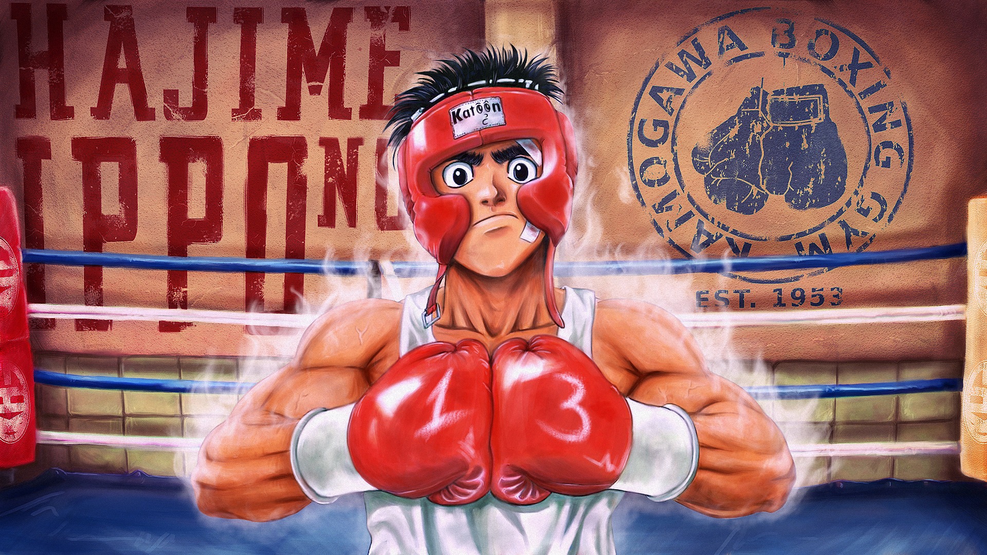 Ippo Makunouchi treinando boxe no anime Hajime no Ippo.