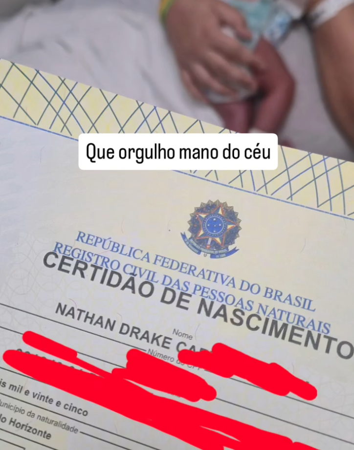 Influenciador “Mano Jobs” registra o filho com o nome de Nathan Drake